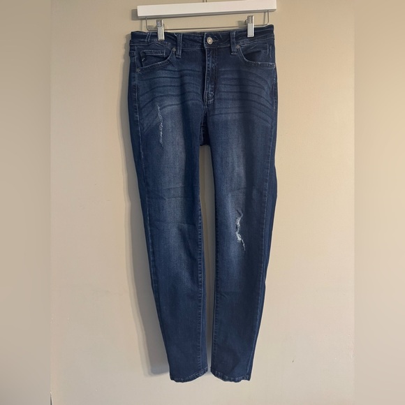KanCan Blue Skinny Jeans with Distressed Detailing - Picture 1 of 5